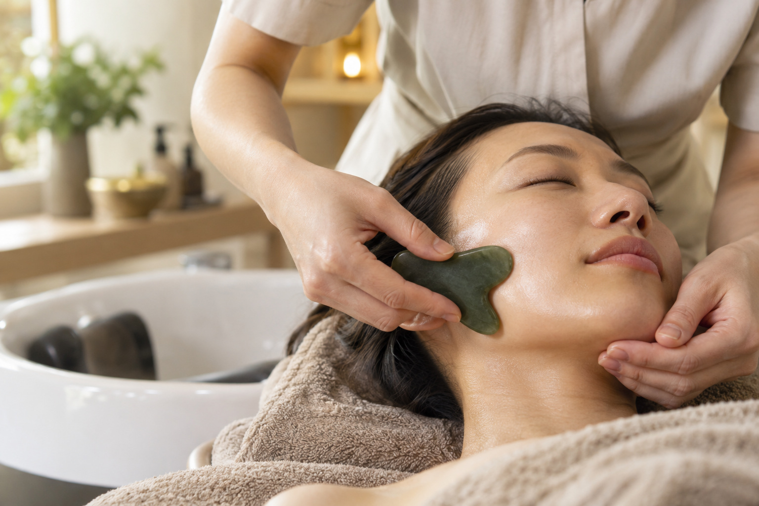 Técnica de gua sha facial