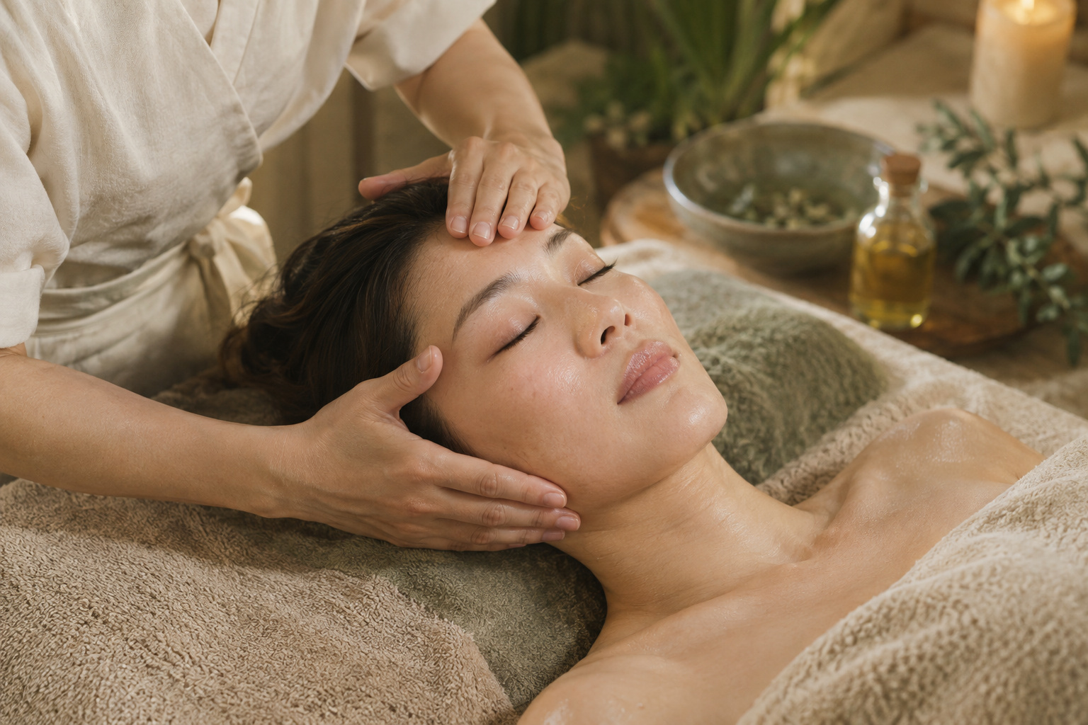 Práctica de masaje facial